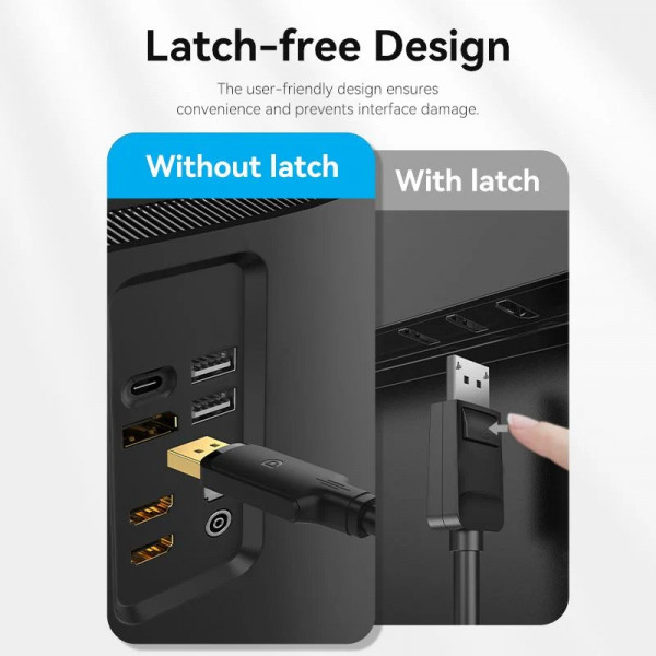 Кабель DisplayPort M - M 1.0 м, V1.2, 4K 60Hz, двонаправлений, чорний, Vention