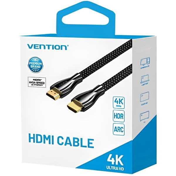 Кабель HDMI M - M, 1.0м, V2.0, 4K 60Гц, обплетення, Zinc Alloy Type чорний Vention