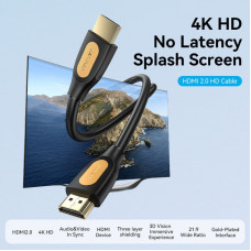 Кабель HDMI M - M, 1.5 м, V2.0, 4K 60Гц, PVC type, чорний, Vention