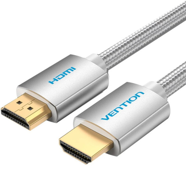 Кабель HDMI M - M, 10.0м, V2.0,4K 60Гц, обплетення, Silver Metal Type Vention