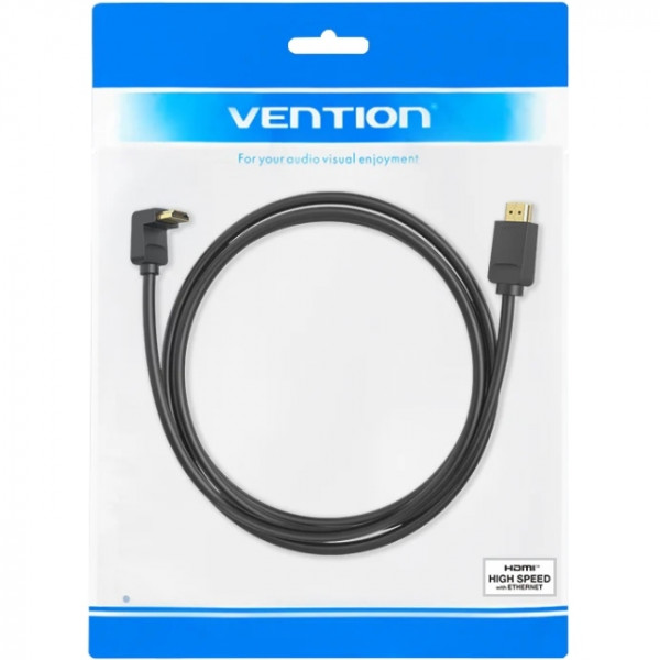 Кабель HDMI M - M, 2.0м, V2.0, 4K 60Гц, кут 270°, PVC, чорний Vention
