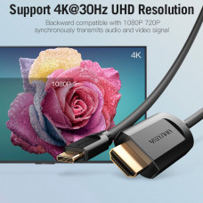 Кабель USB 3.1 Type-C M - HDMI M, 1.5m 4K 30 Гц Thunderbolt 3 HDCP2.2 PVC Black Vention