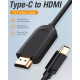 Кабель USB 3.1 Type-C M - HDMI M, 1.5m 4K 30 Гц Thunderbolt 3 HDCP2.2 PVC Black Vention