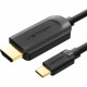 Кабель USB 3.1 Type-C M - HDMI M, 1.5m 4K 30 Гц Thunderbolt 3 HDCP2.2 PVC Black Vention