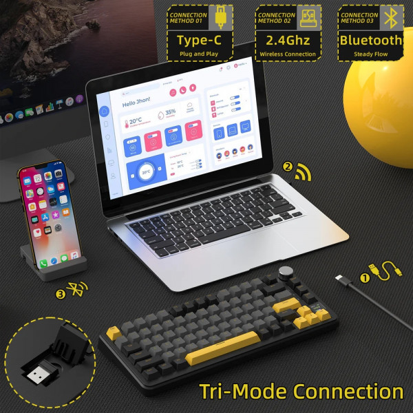 Клавіатура ігрова механічна Attack Shark X85PRO 82кл. RGB, Wireless, Star Black