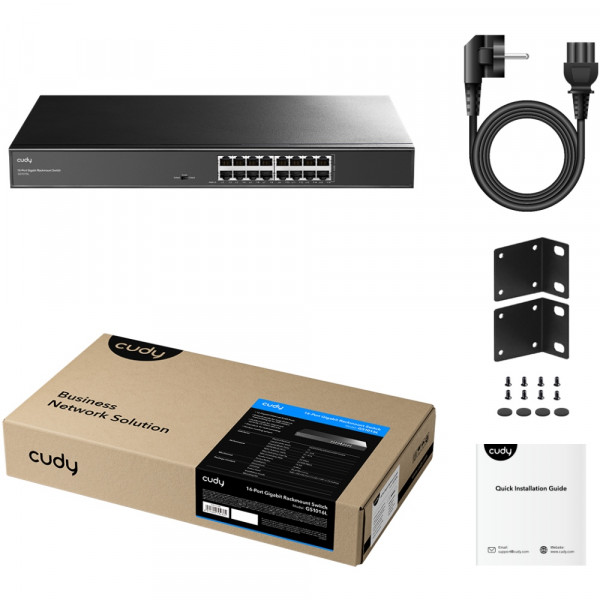 Комутатор Cudy GS1016L, 16 портовий Gigabit Metal Switch, 19" RM