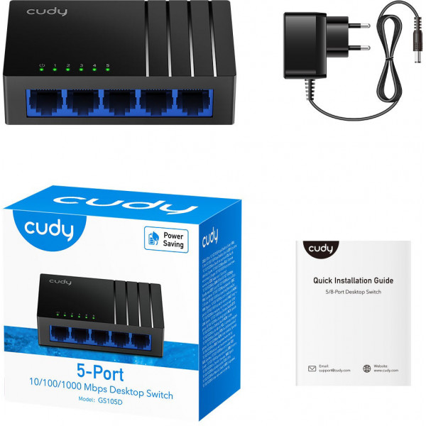Комутатор Cudy GS105D, 5 портовий Gigabit Desktop Switch