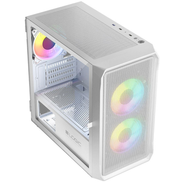 Корпус LogicConcept PORTOS MESH+GLASS ARGB fans 3x120mm WHITE без БЖ mATX