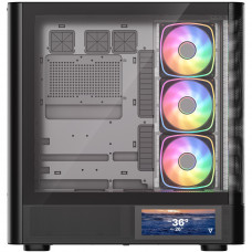 Корпус Modecom VOLCANO AQ400 ARGB MIDI SIDE LCD 6,2”, 4x120mm fans BLACK без БЖ ATX