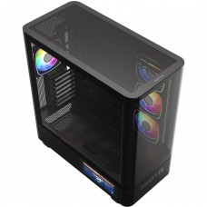 Корпус Modecom VOLCANO AQ400 ARGB MIDI SIDE LCD 6,2”, 4x120mm fans BLACK без БЖ ATX