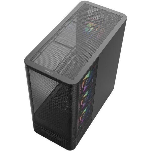 Корпус Modecom VOLCANO AQ400 ARGB MIDI SIDE LCD 6,2”, 4x120mm fans BLACK без БЖ ATX