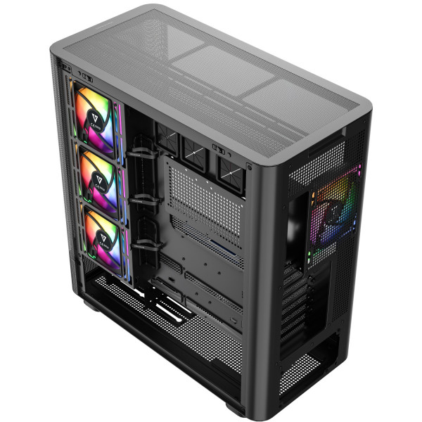 Корпус Modecom VOLCANO AQ400 ARGB MIDI SIDE LCD 6,2”, 4x120mm fans BLACK без БЖ ATX