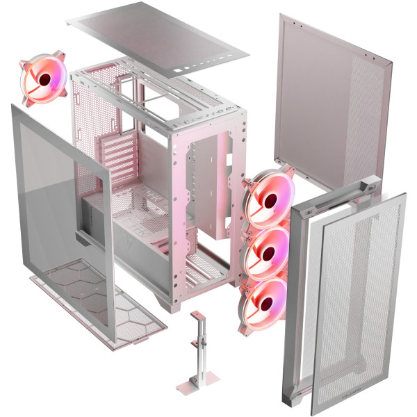 Корпус Modecom VOLCANO EXPANSE S ARGB 4x140mm fans MIDI USB 3.0x2+TYPE-C WHITE без БЖ ATX