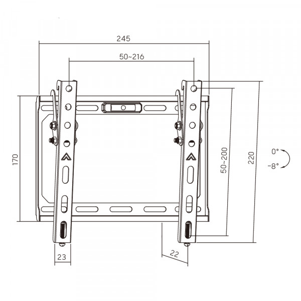 Кронштейн для ТВ AGN AGN43-220T з нахилом/23"-43"/45 кг/max.VESA 200x200/Black
