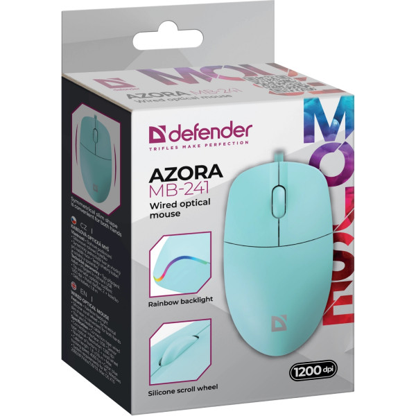 Мишка Defender Azora MB-241, 3кн.,1200dpi, голуба
