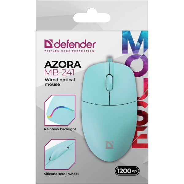 Мишка Defender Azora MB-241, 3кн.,1200dpi, голуба
