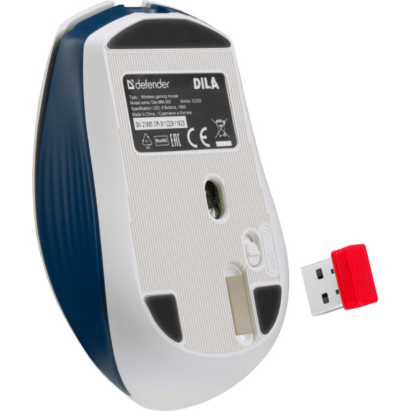 Мишка Defender Dila MM-282, бездротова,5 кн. 1800 dpi, 500 мАh чорна
