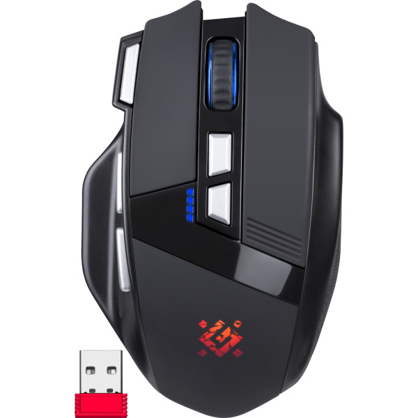 Мишка Defender Knight GM-885, бездротова, ігрова, 8кн., 3200 dpi., 400 mAh, чорна