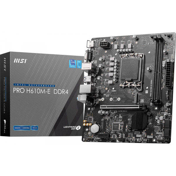 MSI PRO H610M-E DDR4 (1700/H610, 2*DDR4, HDMI/VGA, 4xSATAІІІ, M.2, GLan, 7.1ch, mATX)