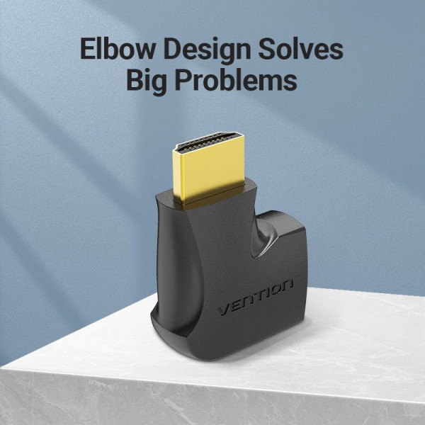 Перехідник HDMI F -> HDMI M, кут 270°, правий, PVC, чорний, Vention
