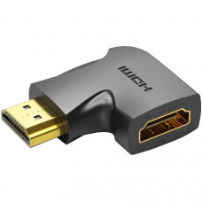 Перехідник HDMI F -> HDMI M, кут 270°, правий, PVC, чорний, Vention