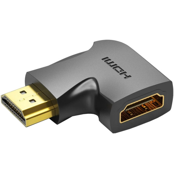 Перехідник HDMI F -> HDMI M, кут 270°, правий, PVC, чорний, Vention