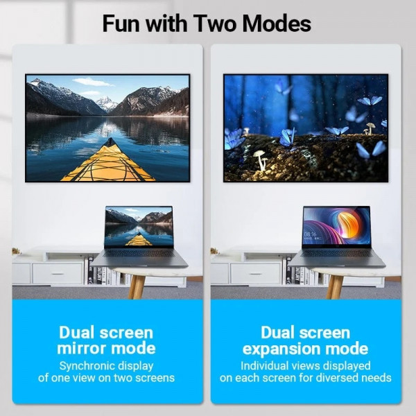 Перехідник HDMI F -> HDMI M, кут 270°, правий, PVC, чорний, Vention