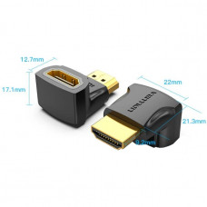 Перехідник HDMI F -> HDMI M, кут 90° 4K 60Hz PVC Vention чорний