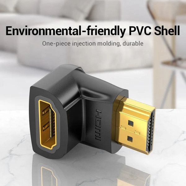 Перехідник HDMI F -> HDMI M, кут 90° 4K 60Hz PVC Vention чорний