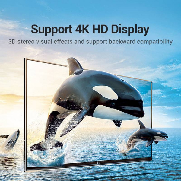 Перехідник HDMI F -> HDMI M, кут 90° 4K 60Hz PVC Vention чорний