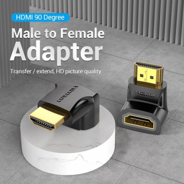 Перехідник HDMI F -> HDMI M, кут 90° 4K 60Hz PVC Vention чорний