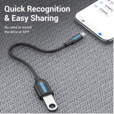 Перехідник USB 2.0 Micro BM -> USB AF (OTG) 0.15 м, PVC Vention чорний