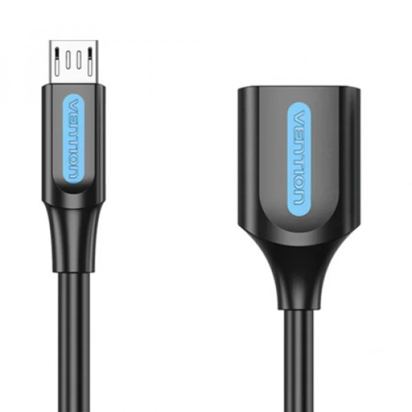 Перехідник USB 2.0 Micro BM -> USB AF (OTG) 0.15 м, PVC Vention чорний