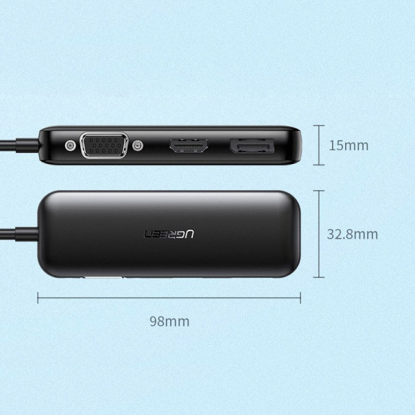 Перехідник USB 2.0 Type-C -> VGA V1.2 /HDMI V2.0b/DP V1.2a CM260 UGREEN Чорний