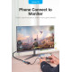 Перехідник USB 3.1 Type-C -> HDMI (F), 4K 30HZ, кабель 0.15м, Vention сірий