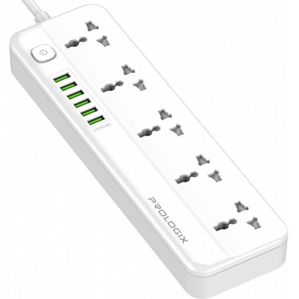 Power filtr 2.0м ProLogix Premium 5 розеток, 6 USB AUTO ID,білий