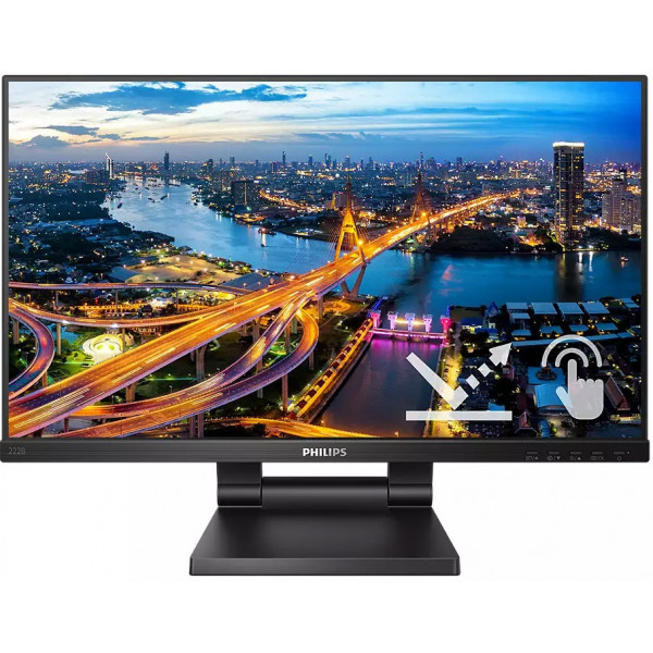 TFT 21.5" Philips 222B1TC, сенсорний (10 дотиків), IPS, VGA, HDMI, DP, USB-Hub, HAS, колонки, чорн