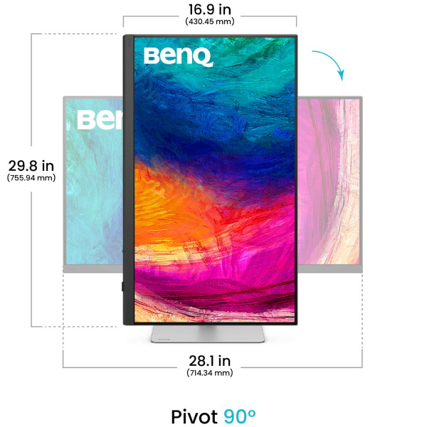 TFT 32" BenQ PD3226G, IPS, 4K, 144Hz, HDMI, DP, USB-C, HAS, Pivot, кол., біло-сріблястий