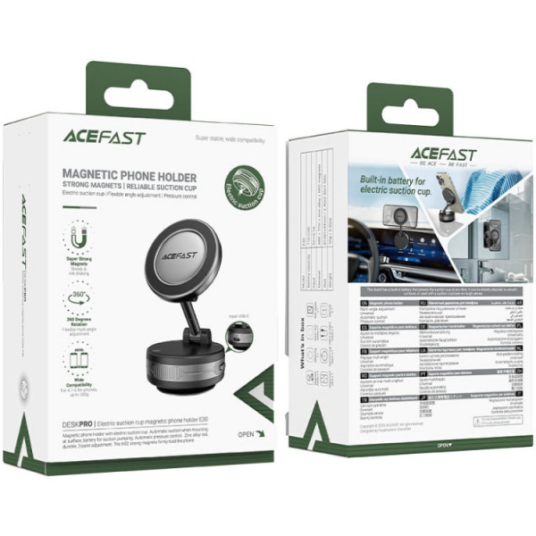 Тримач для смартфона Acefast E30 Electric Suction cup metal grey