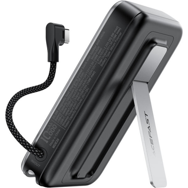 УМБ Acefast Magnetic Wireless 10000mAh 22.5W PD,QC 3.0 USB-C In/Out, QI 15W M24 Metal Gray