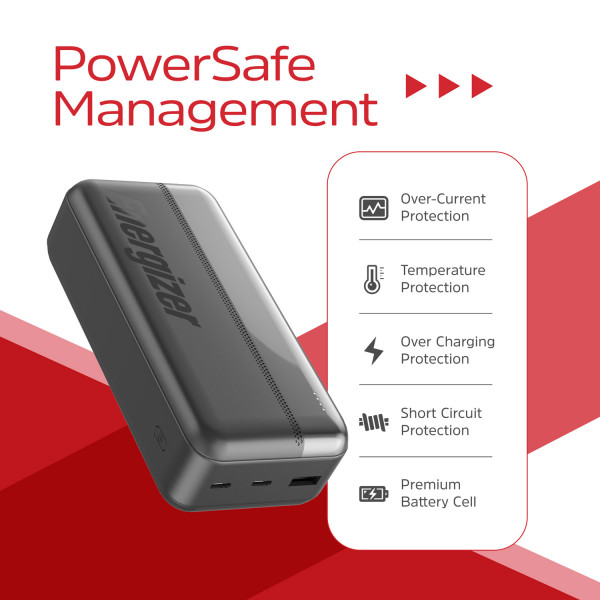 УМБ Energizer 30000mAh 15W 3A, USB-А, 2хUSB-C Black