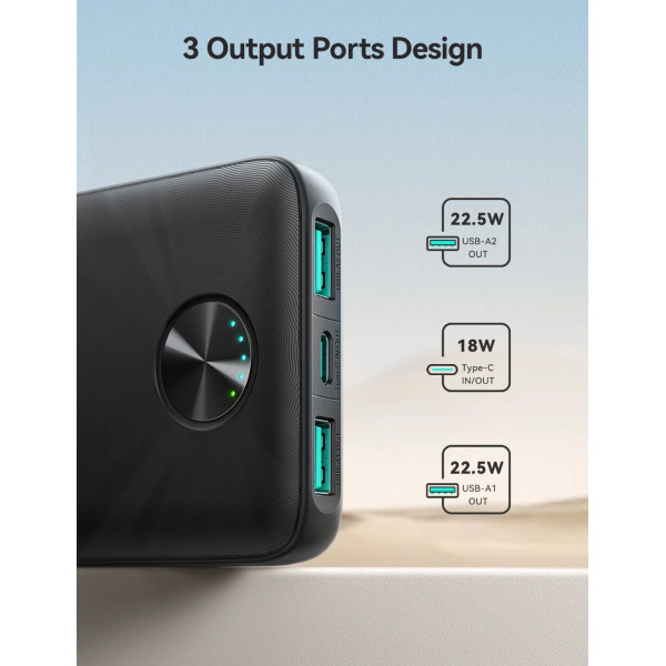 УМБ Joyroom JR-PBF15 10000mAh 22,5W PD,QC, 2xUSB-A, USB-C In/Out Black