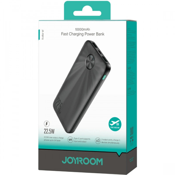 УМБ Joyroom JR-PBF15 10000mAh 22,5W PD,QC, 2xUSB-A, USB-C In/Out Black