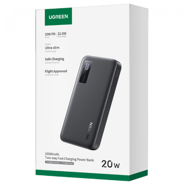 УМБ Ugreen 10000mAh 20W PD,QC3.0 USB-A+USB-C Black