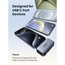 УМБ Ugreen 5000mAh 22,5W USB-C In/Out, with build-in Type-C connector (PB503) сірий