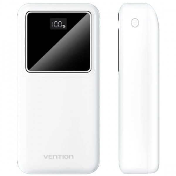 УМБ Vention 30000mAh 22.5W 3A, PD,QC3.0, Micro-USB,USB-C,2xUSB-A,LED Display White