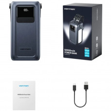УМБ Vention 50000mAh 22,5W PD,QC, 4xUSB-A/Micro-B/USB-C/ with Built-in cables Gray