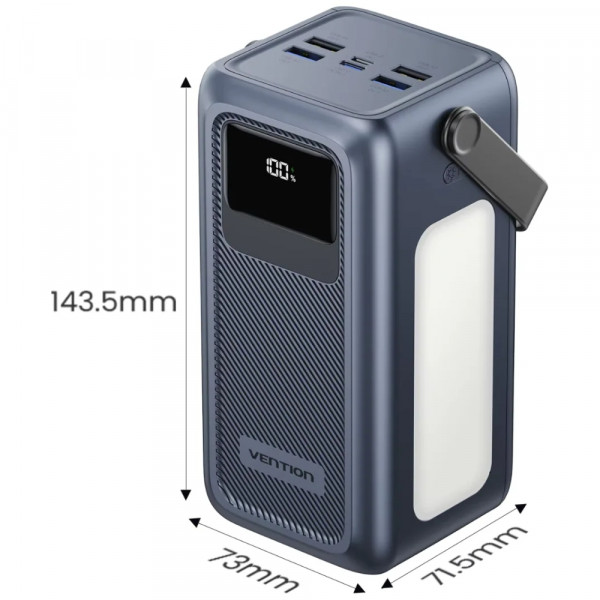 УМБ Vention 50000mAh 22,5W PD,QC, 4xUSB-A/Micro-B/USB-C/ with Built-in cables Gray