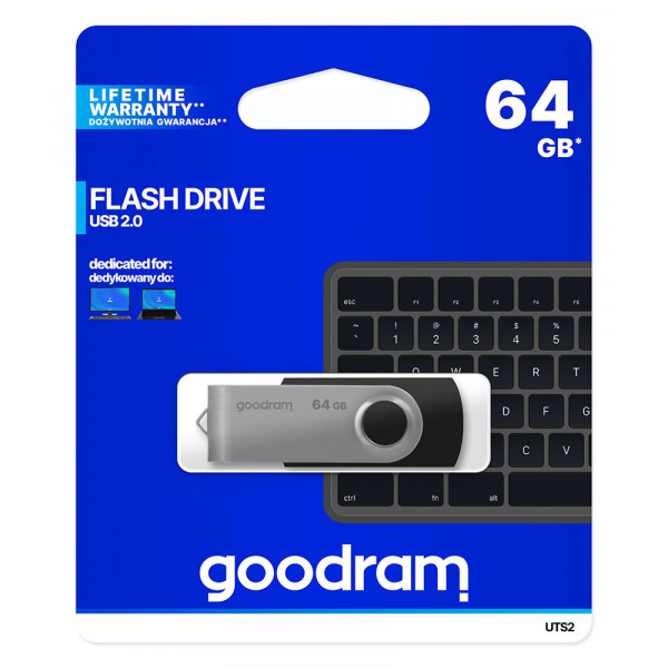 USB Flash GoodRAM 64GB USB 2.0 Twister Black, Retail