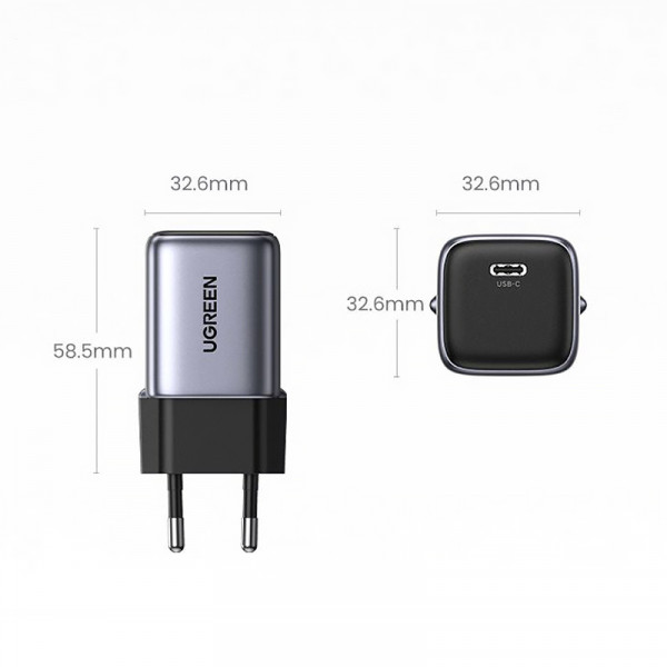 Зарядний пристрій 1xUSB 30W (USB-C) Gan PD Nexode Mini Сірий CD319 Ugreen
